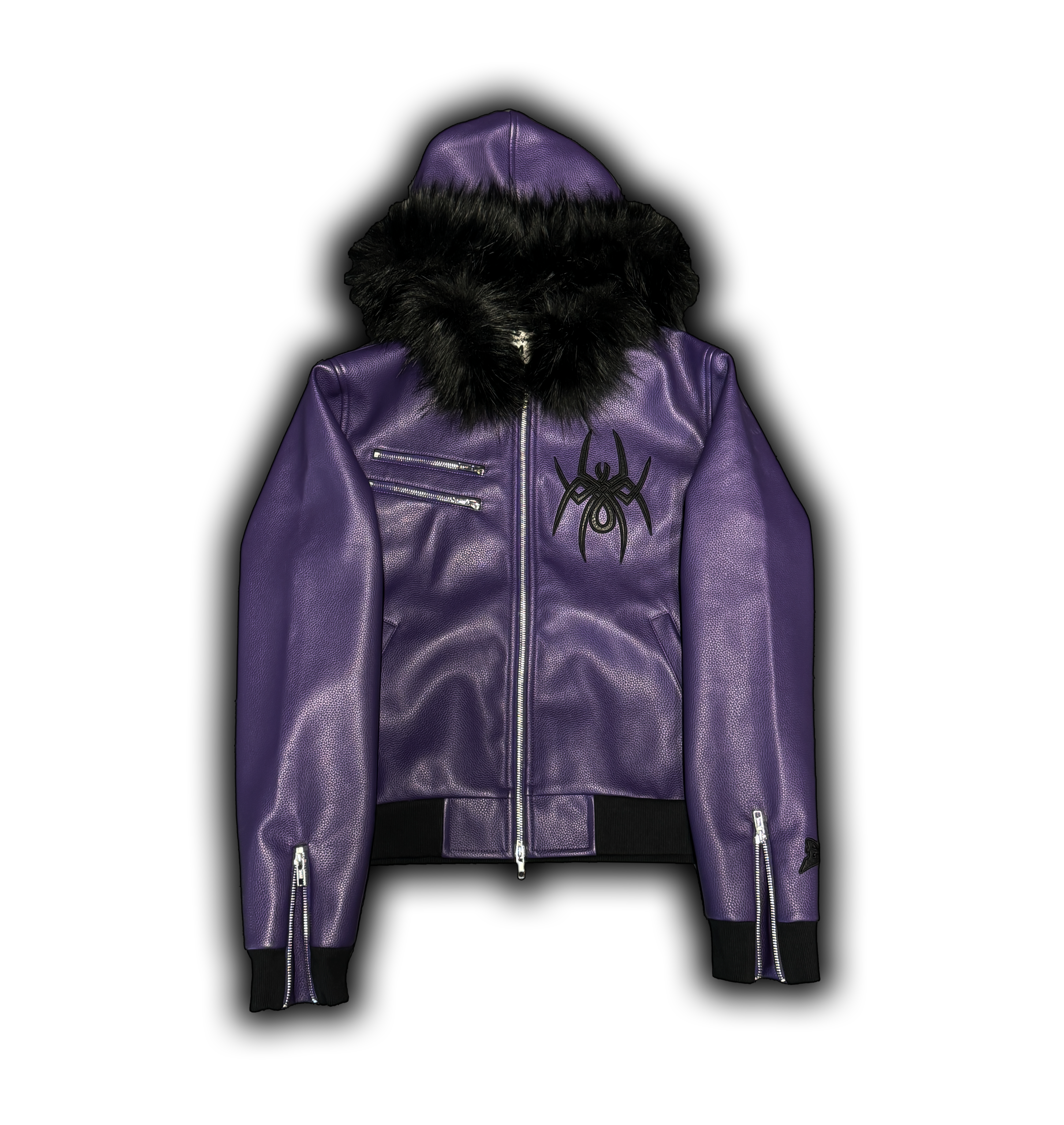 Elixir Purple Leather Fur Detachable Jacket