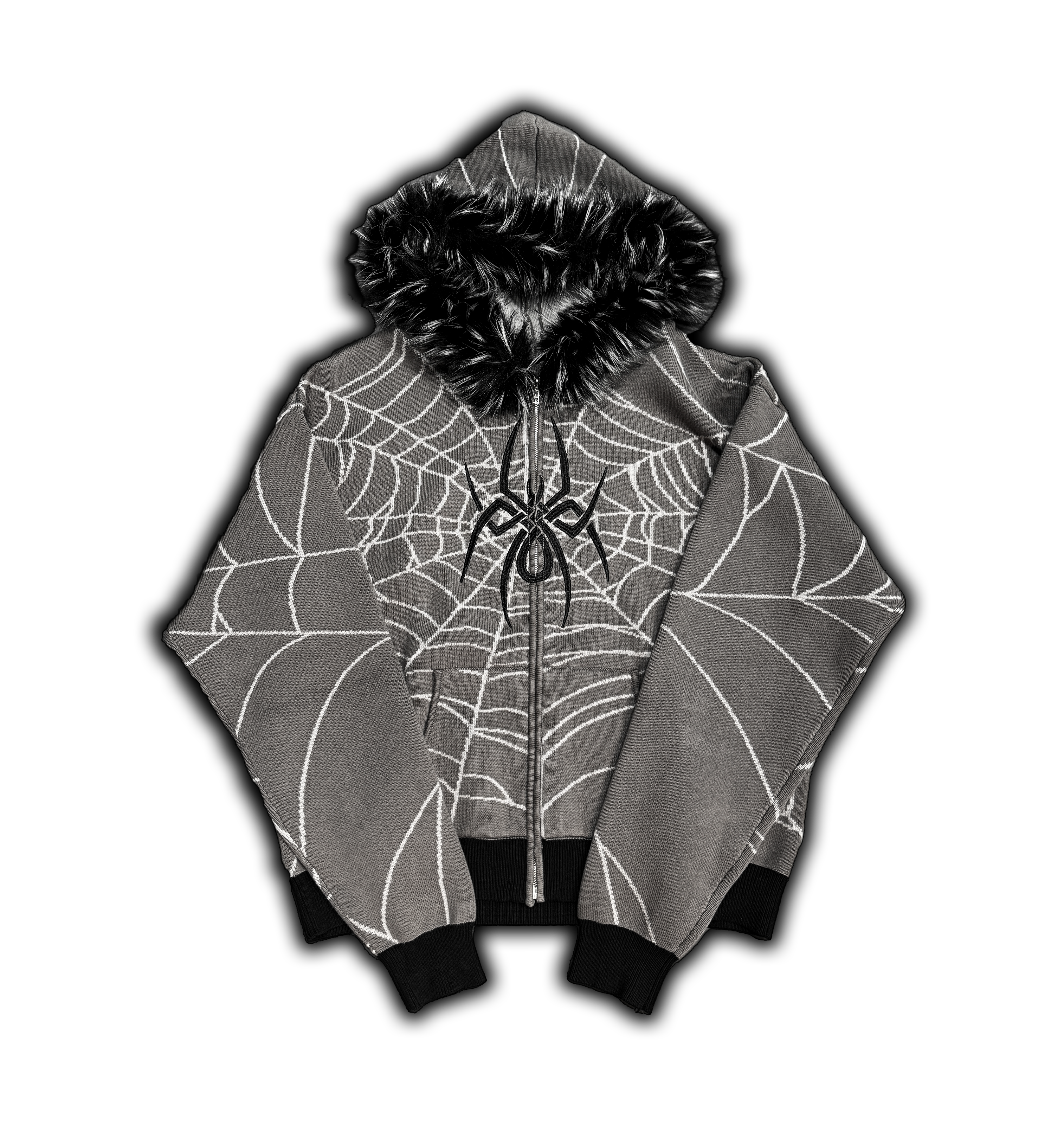 Elixir Detachable Fur Gray Zip-Up