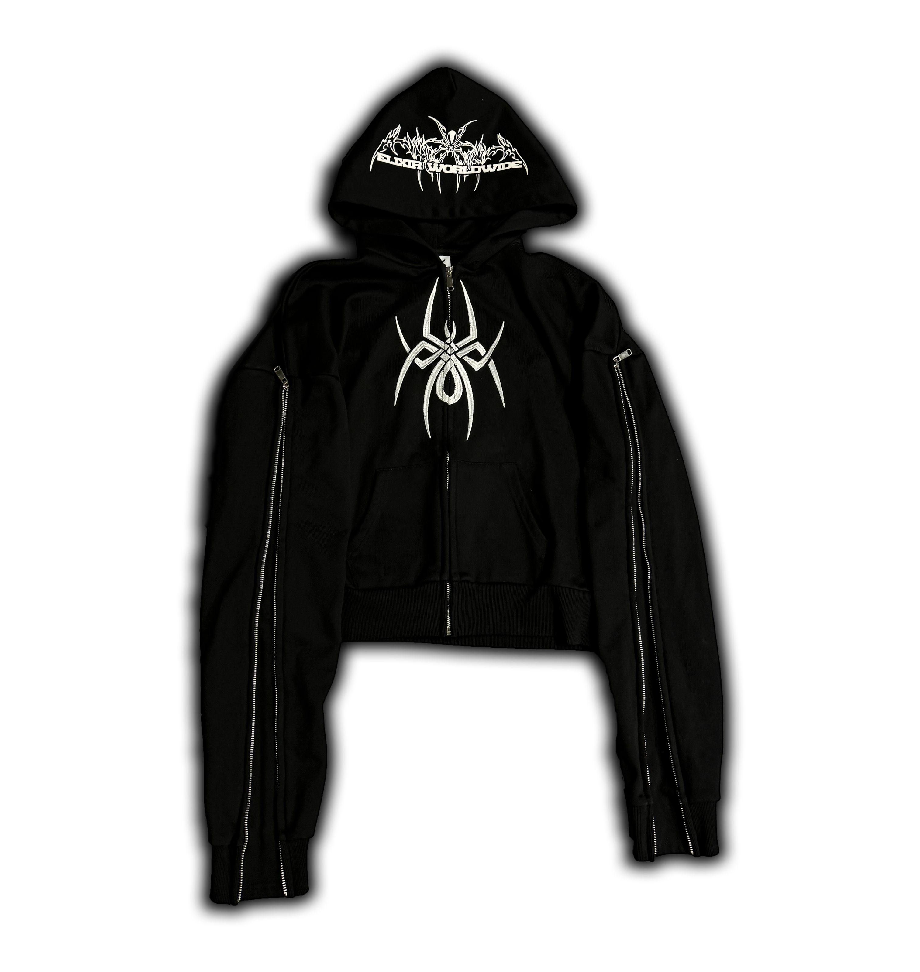 Elixir Black Cropped Zip-up