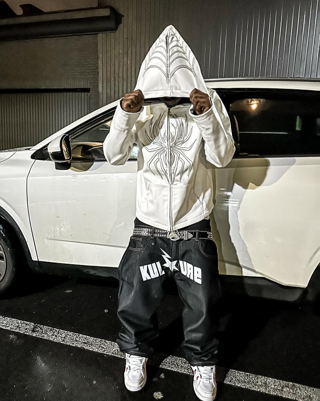 Elixir Spider White Leather Jacket