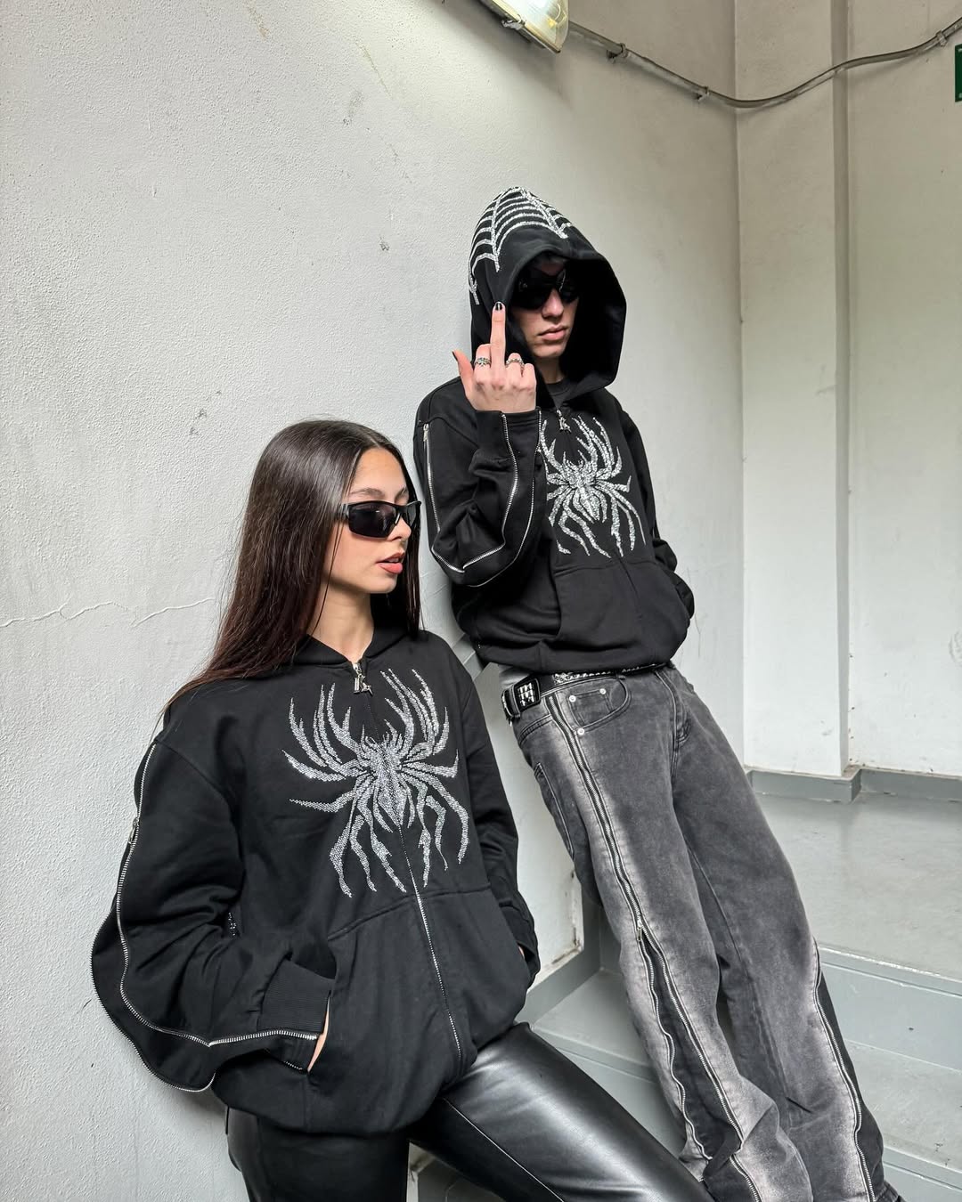 Elixir Spider Rhinestones Zip-Up