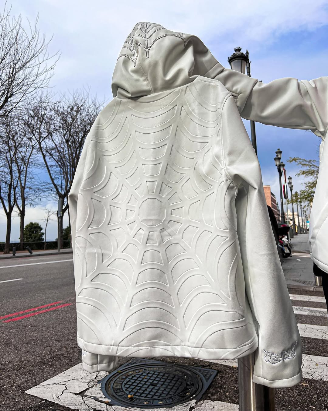 Elixir Spider White Leather Jacket
