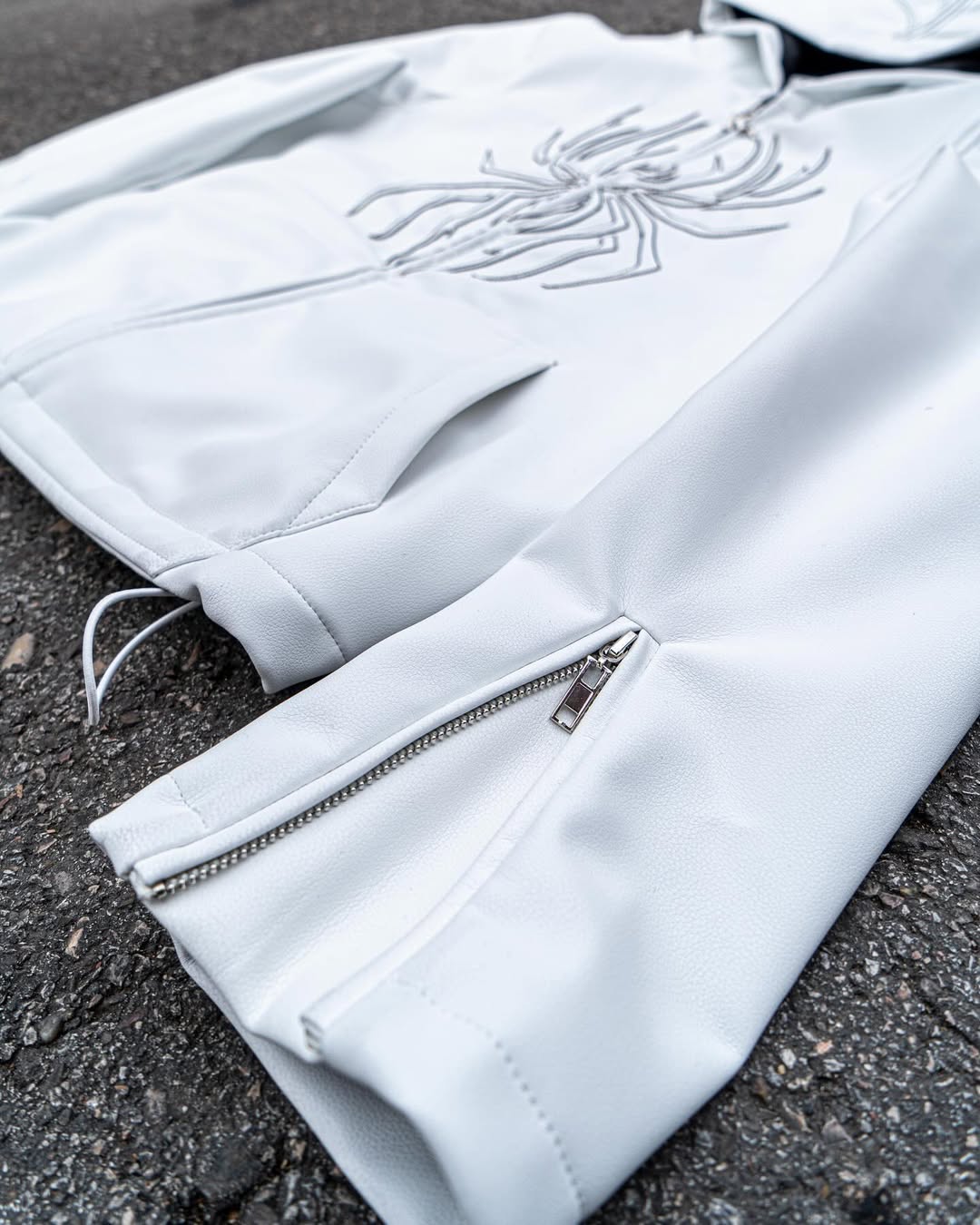 Elixir Spider White Leather Jacket