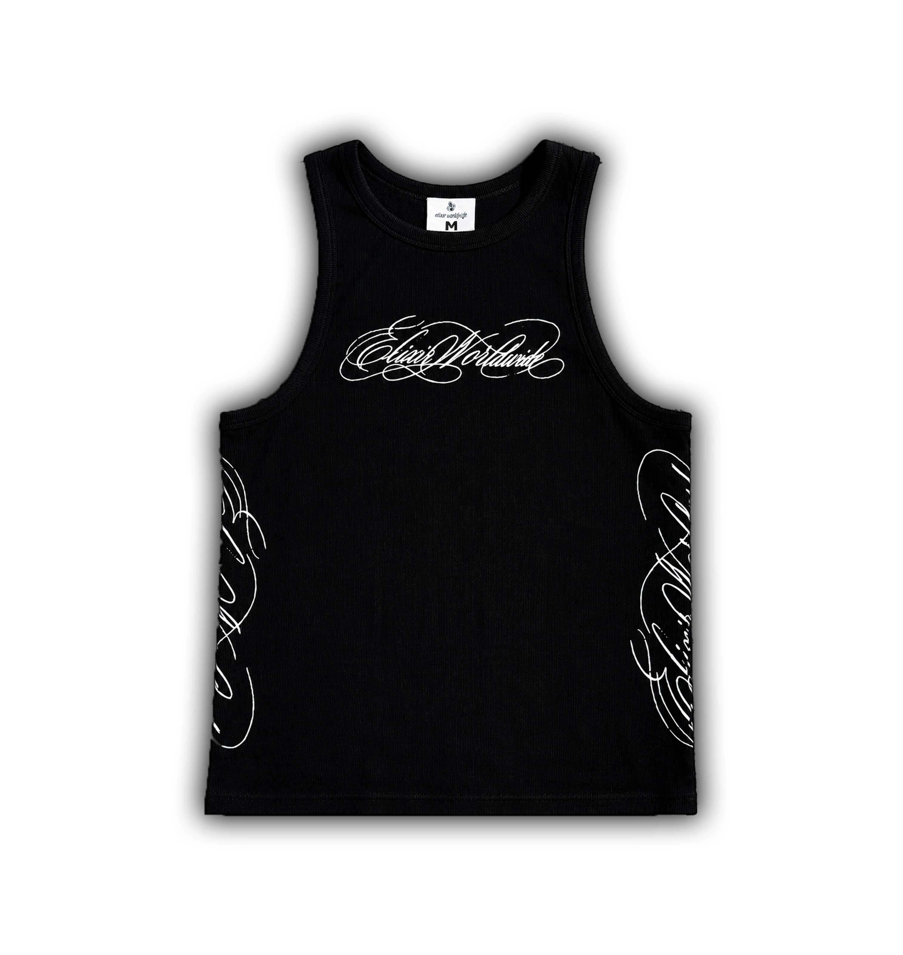 Elixir Black Cursive Tank Top