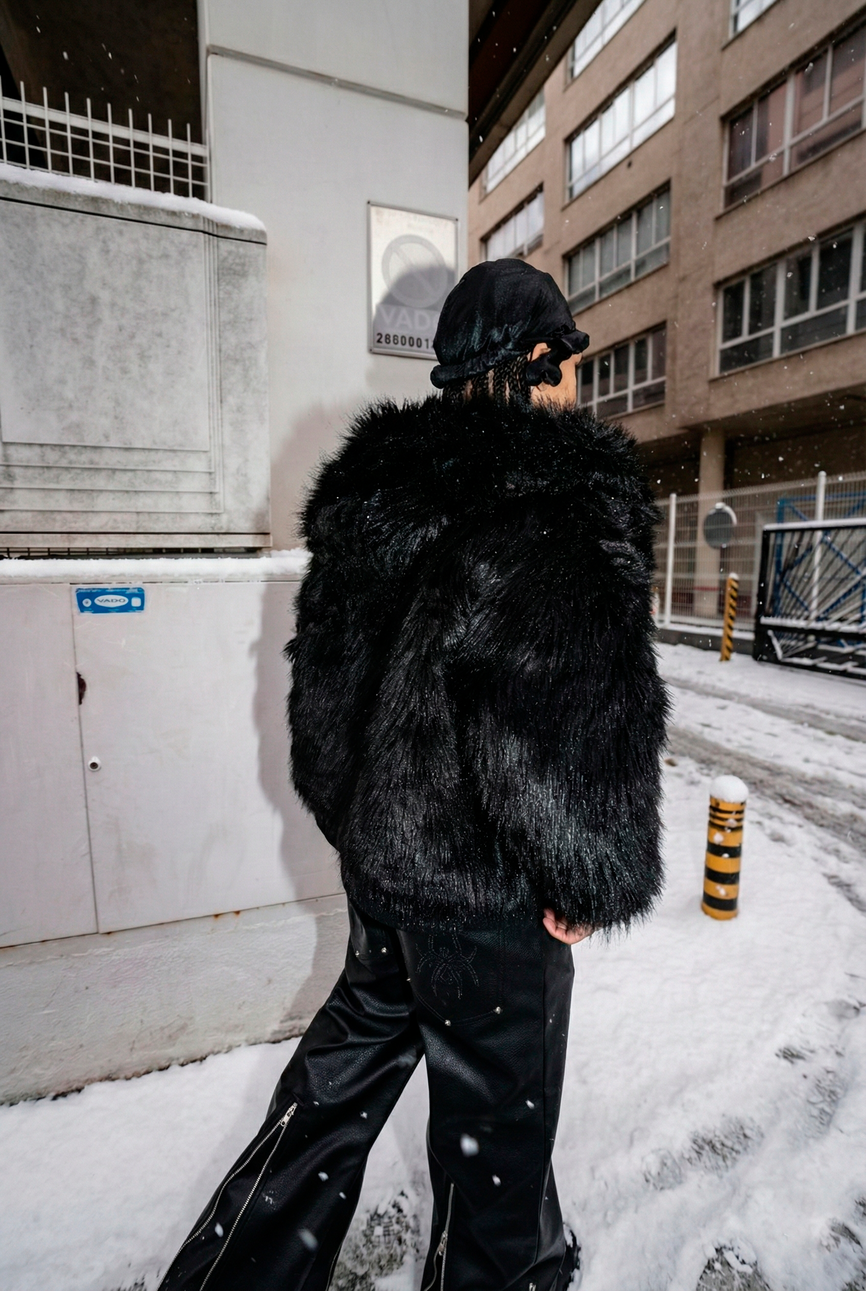 Elixir X Floriach Black Reversible Fur Hoodie