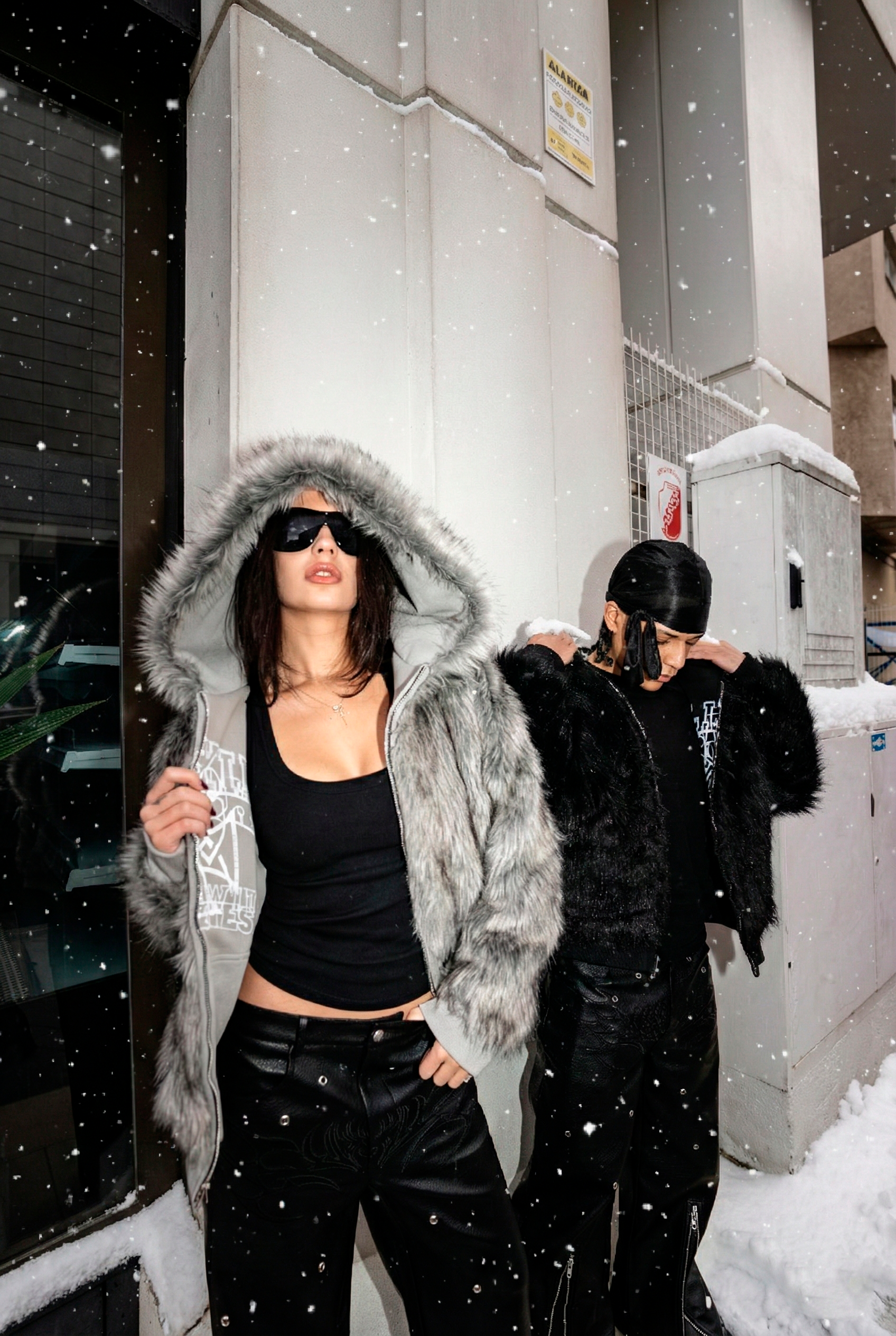 Elixir X Floriach Gray Reversible Fur Hoodie