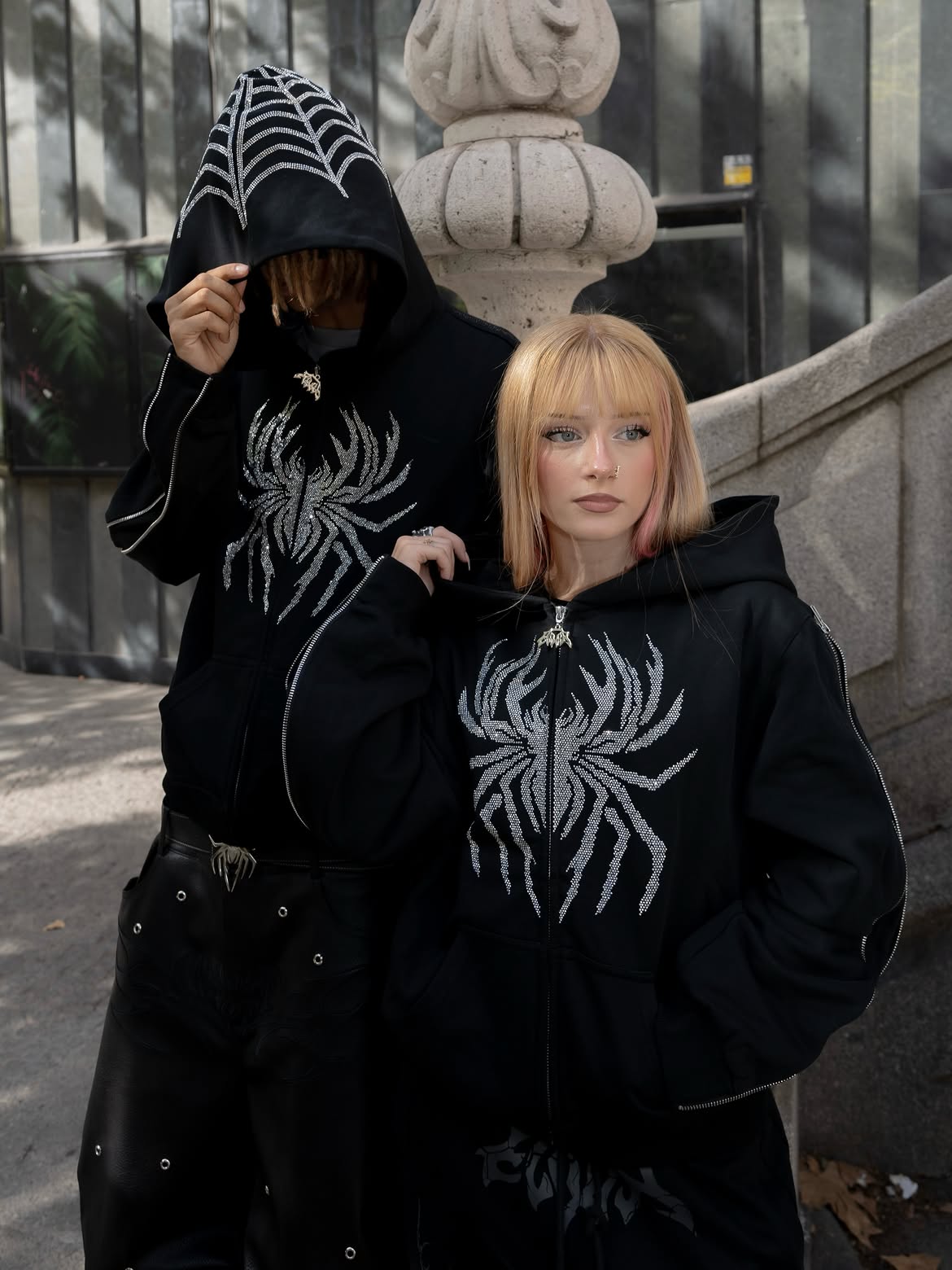 Elixir Spider Rhinestones Zip-Up
