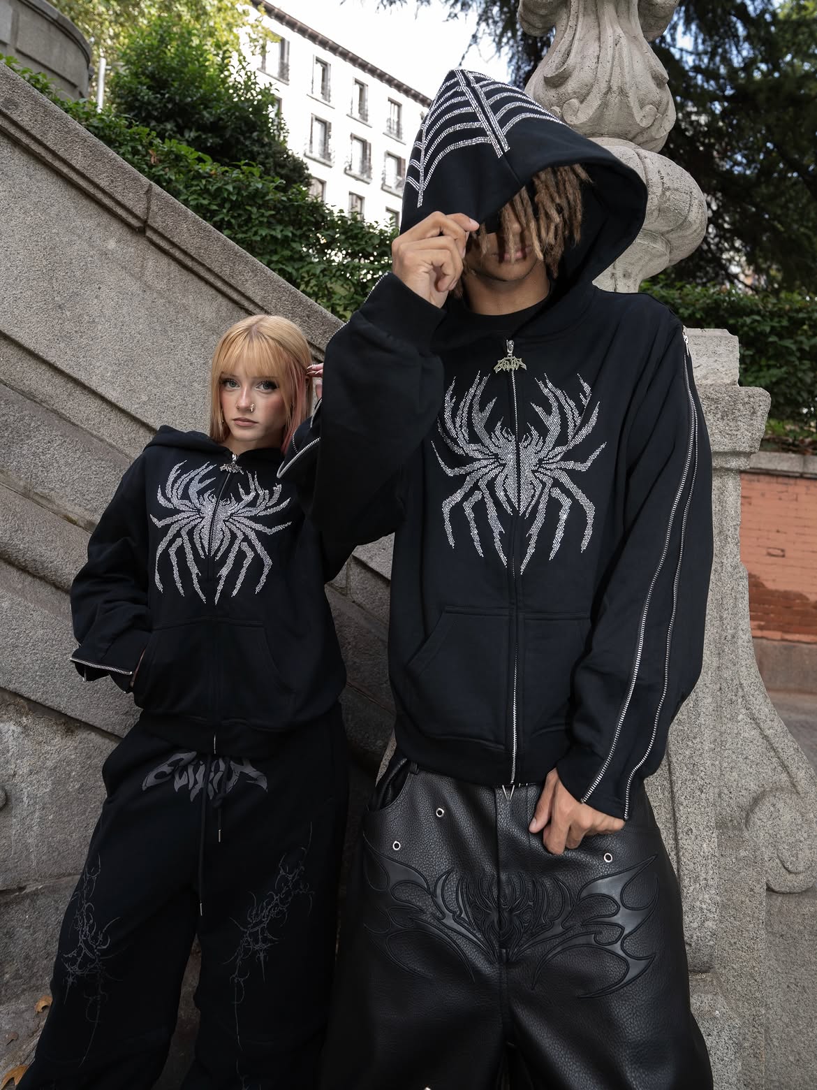 Elixir Spider Rhinestones Zip-Up