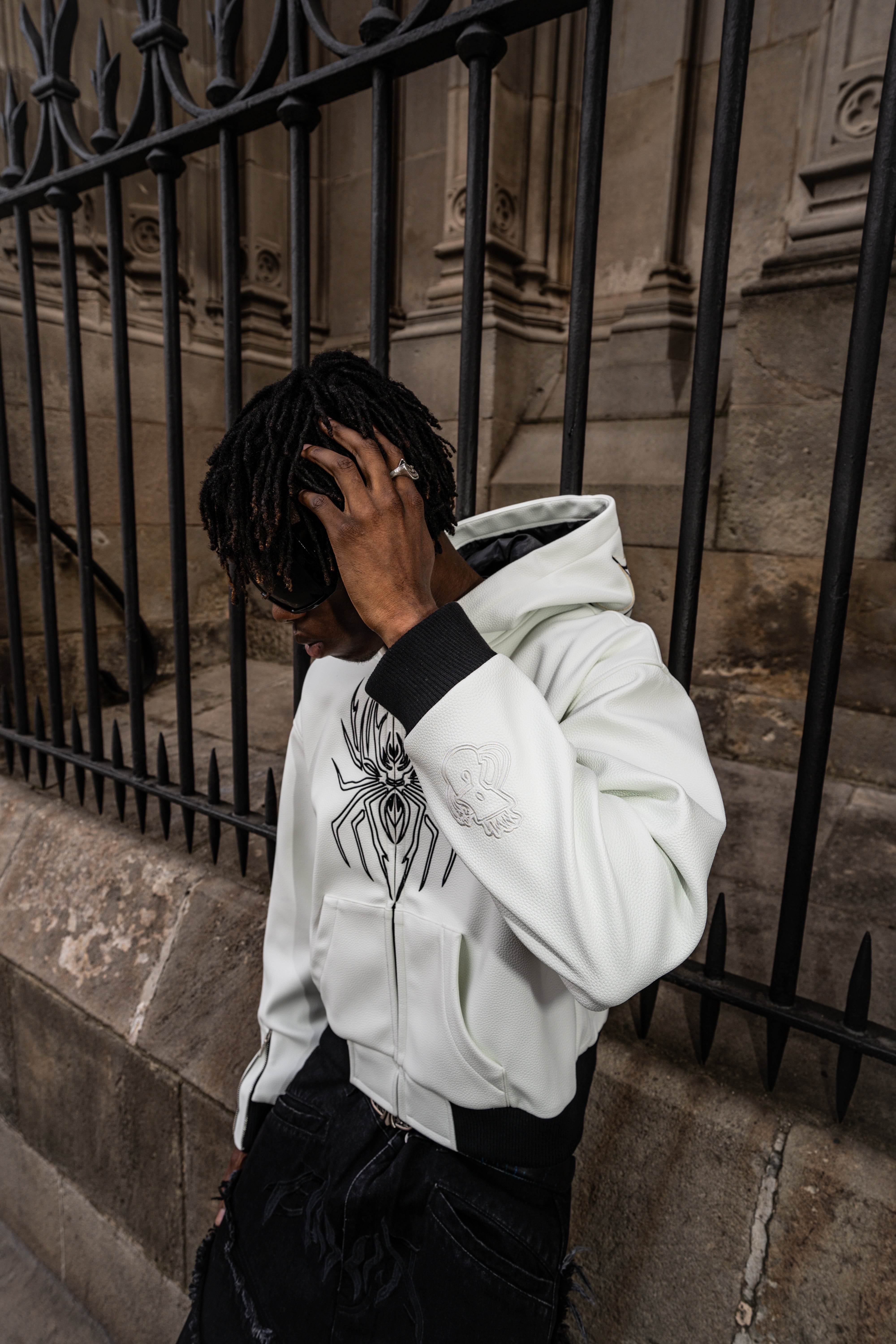Elixir Spider White Leather Jacket