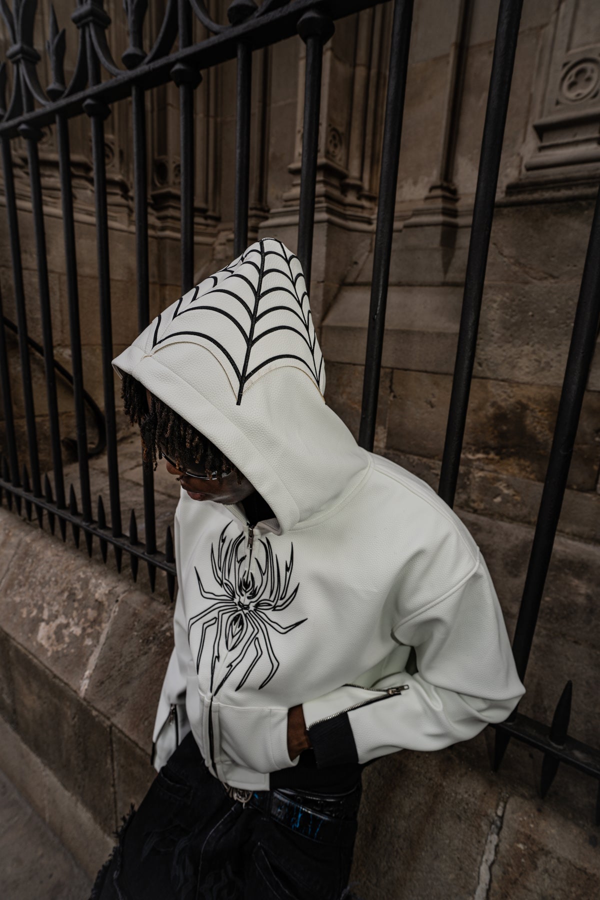 Elixir Spider White Leather Jacket
