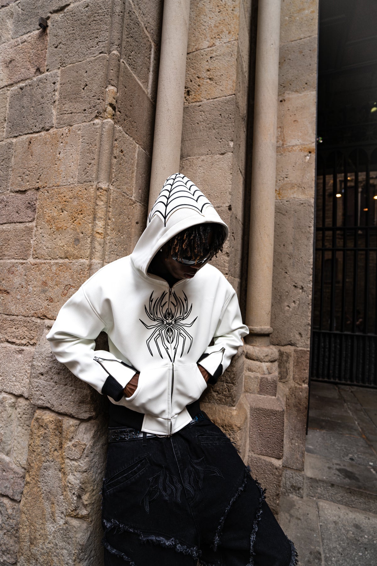 Elixir Spider White Leather Jacket