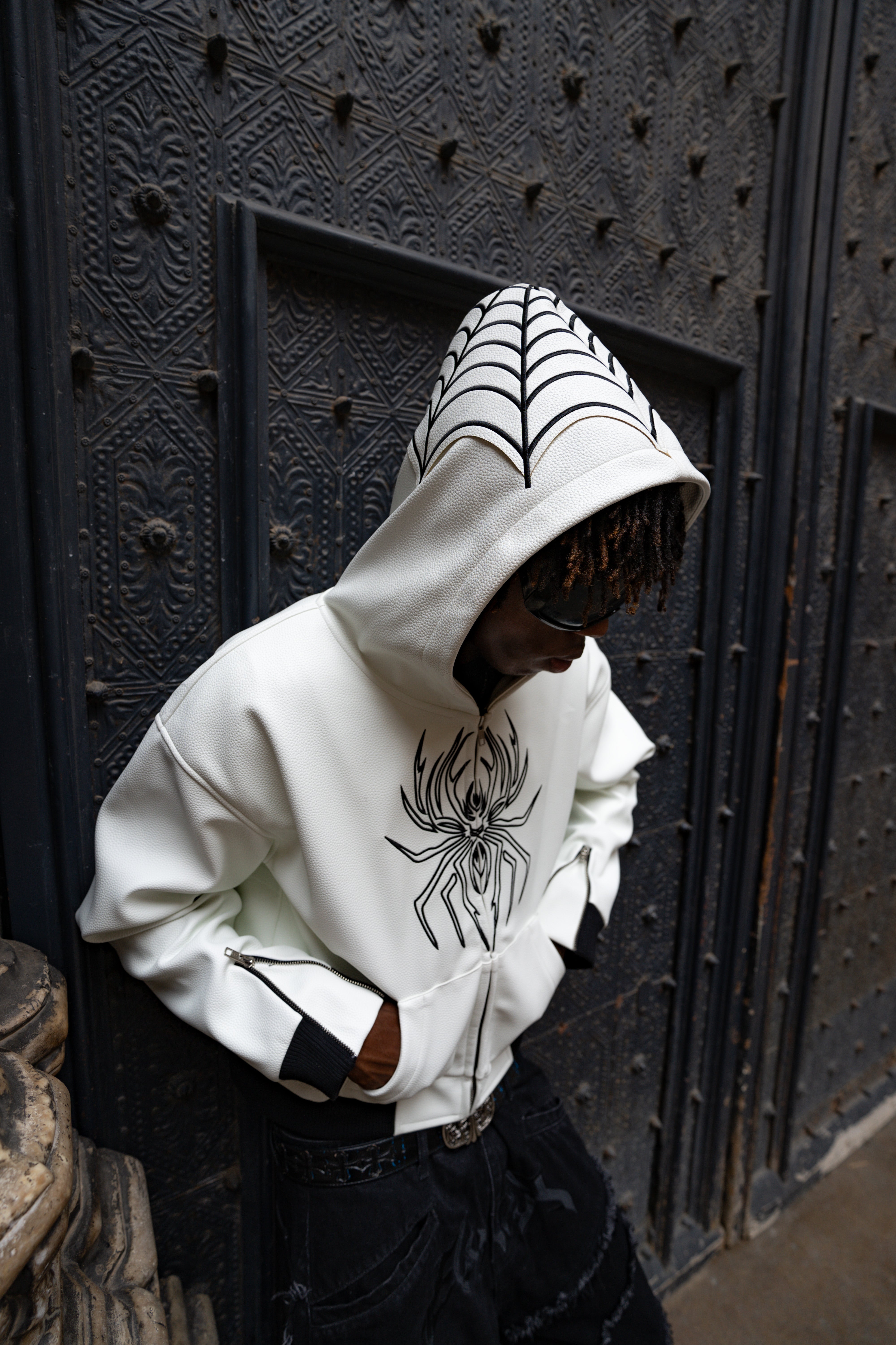 Elixir Spider White Leather Jacket
