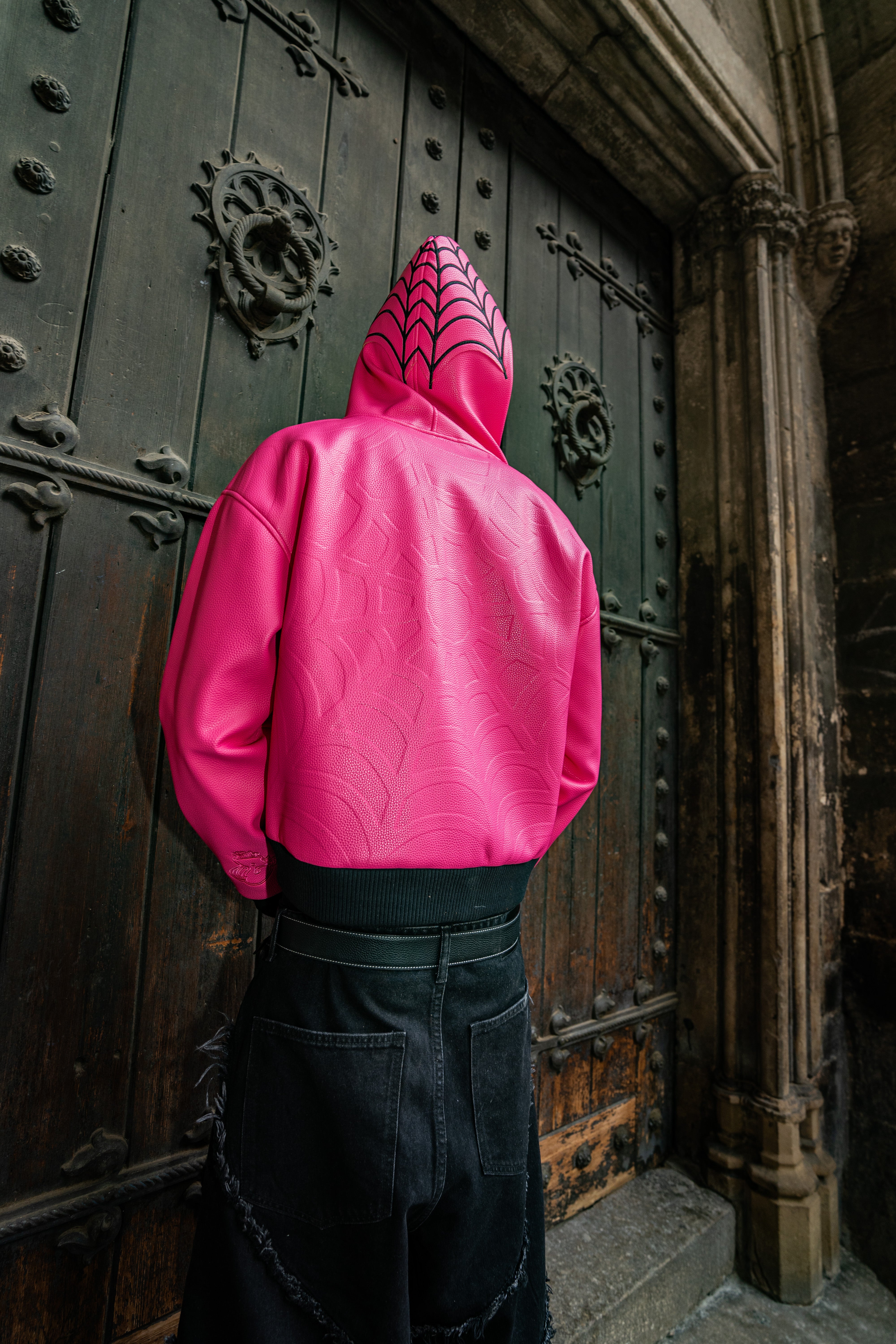 Elixir Spider Pink-Black Leather Jacket