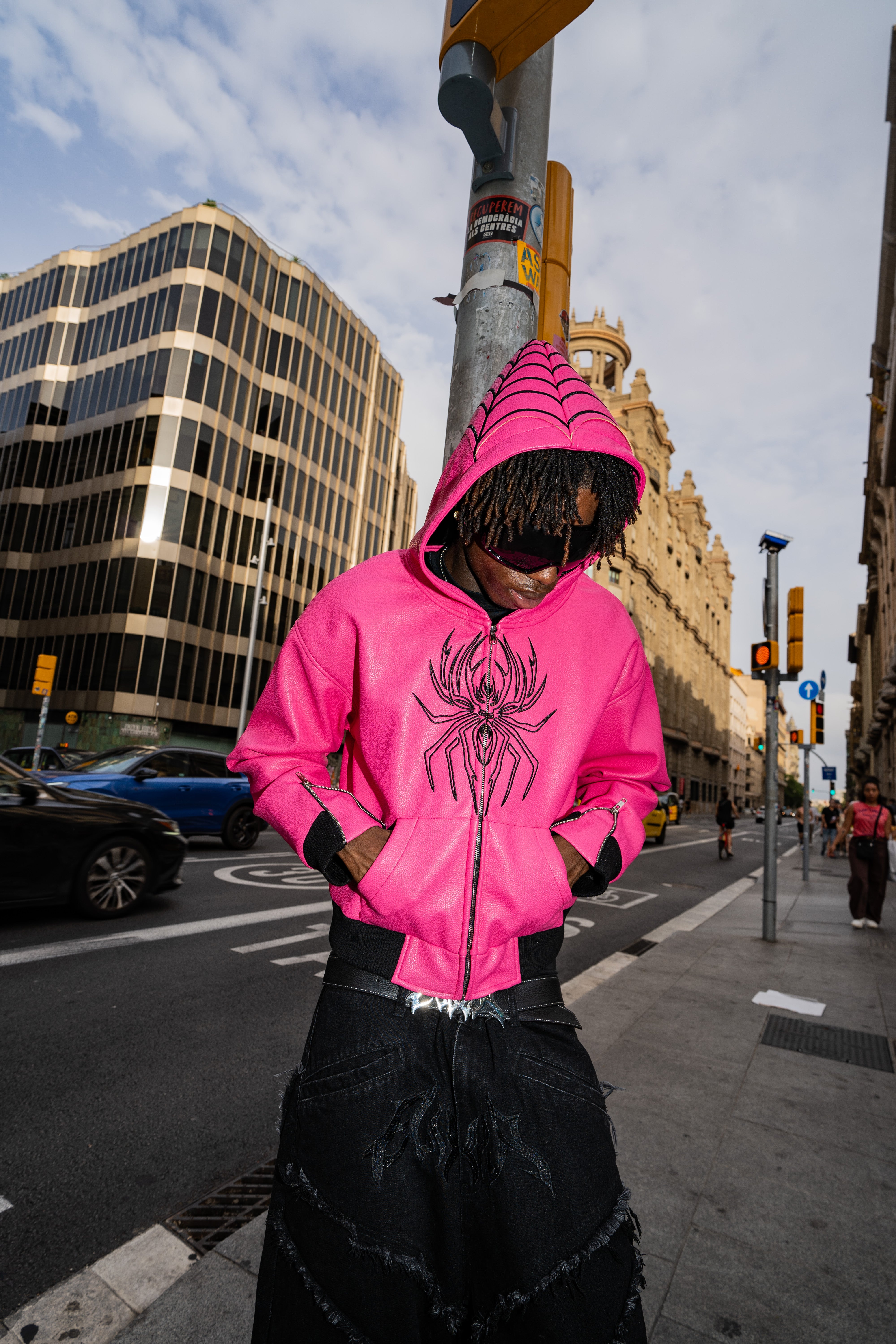 Elixir Spider Pink-Black Leather Jacket