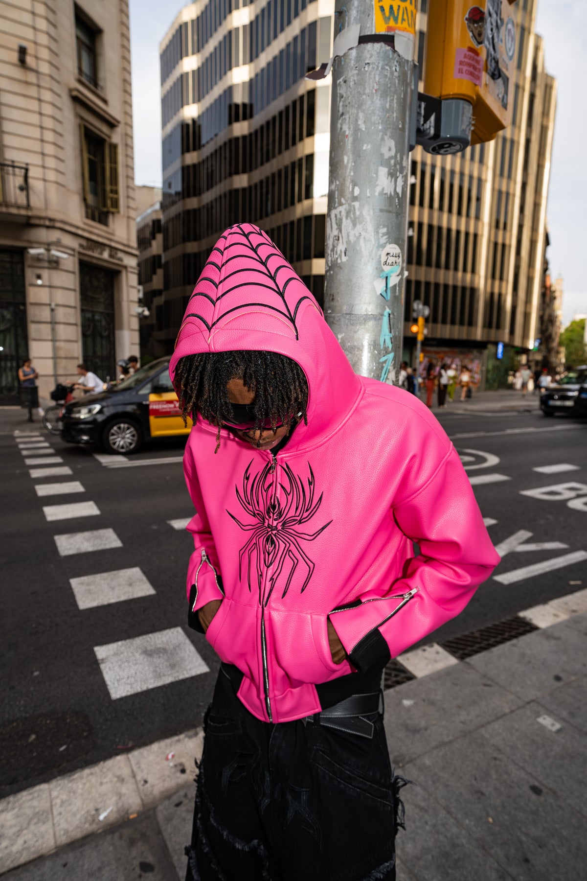 Elixir Spider Pink-Black Leather Jacket