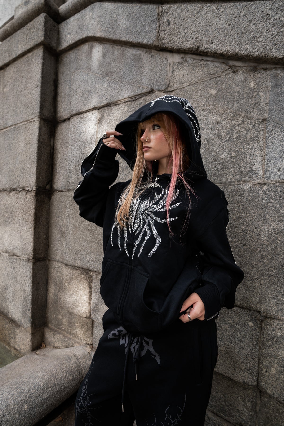Elixir Spider Rhinestones Zip-Up