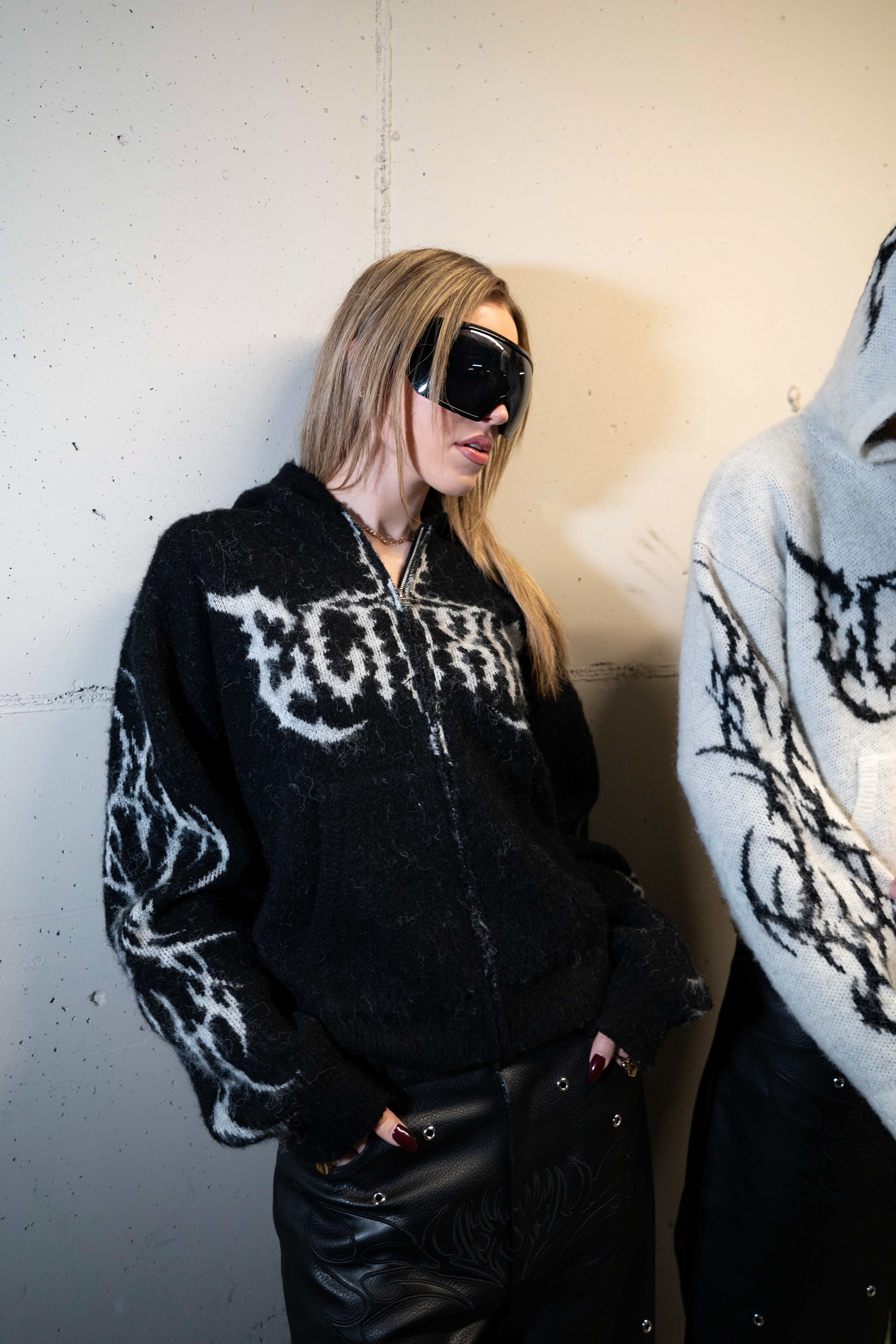Elixir Black Cross Mohair Zip-Up