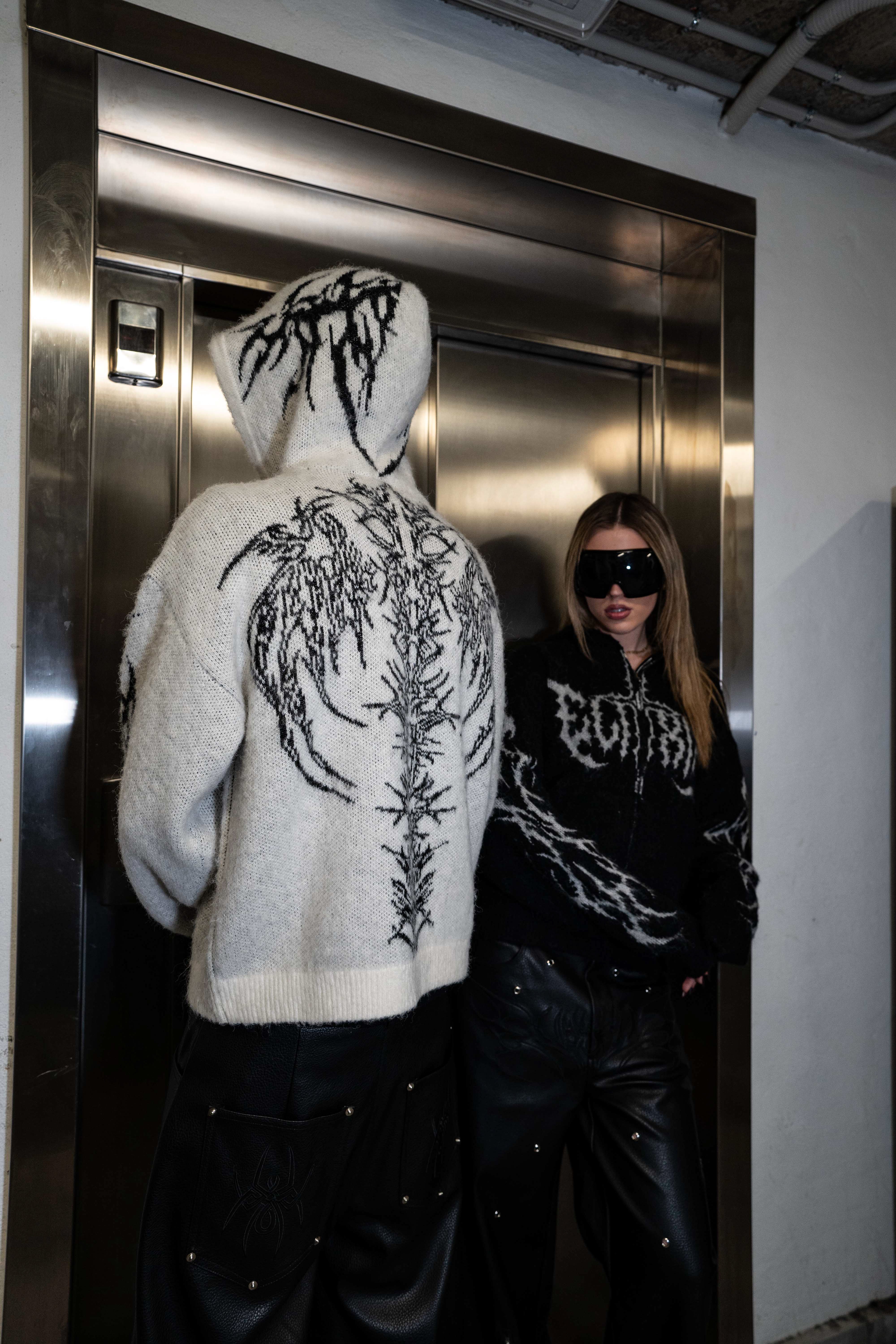 Elixir White Cross Mohair Zip-Up