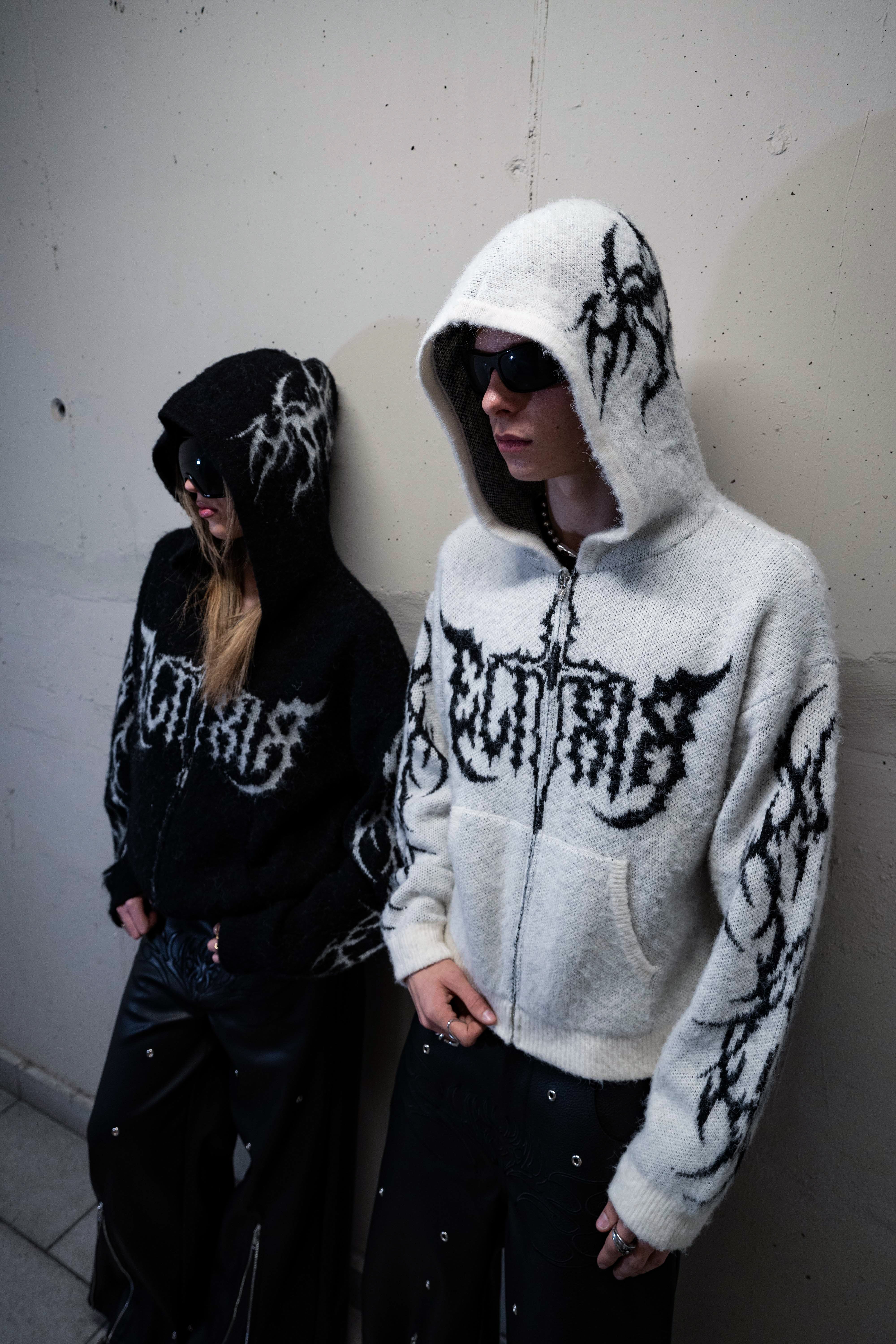 Elixir White Cross Mohair Zip-Up