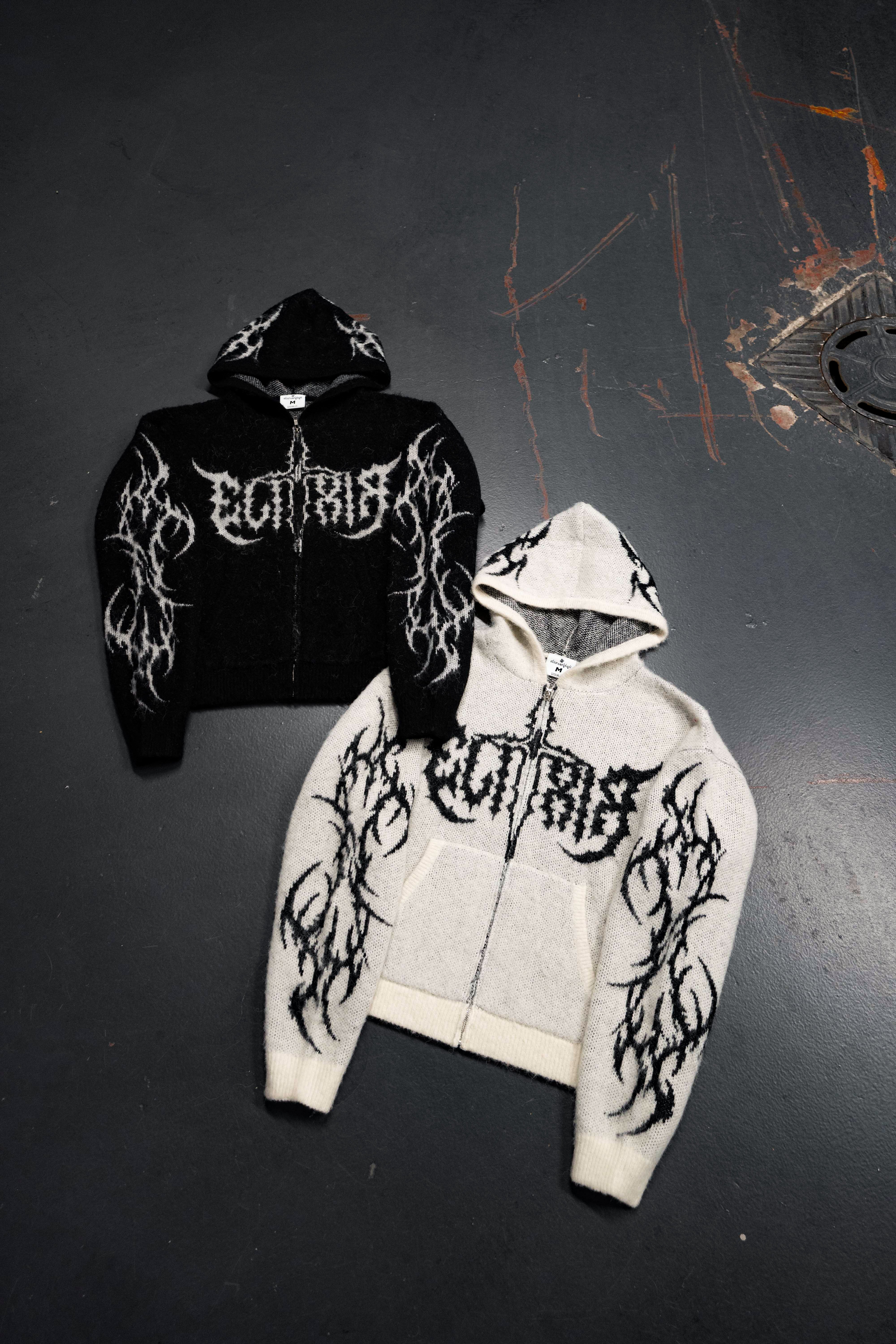 Elixir White Cross Mohair Zip-Up