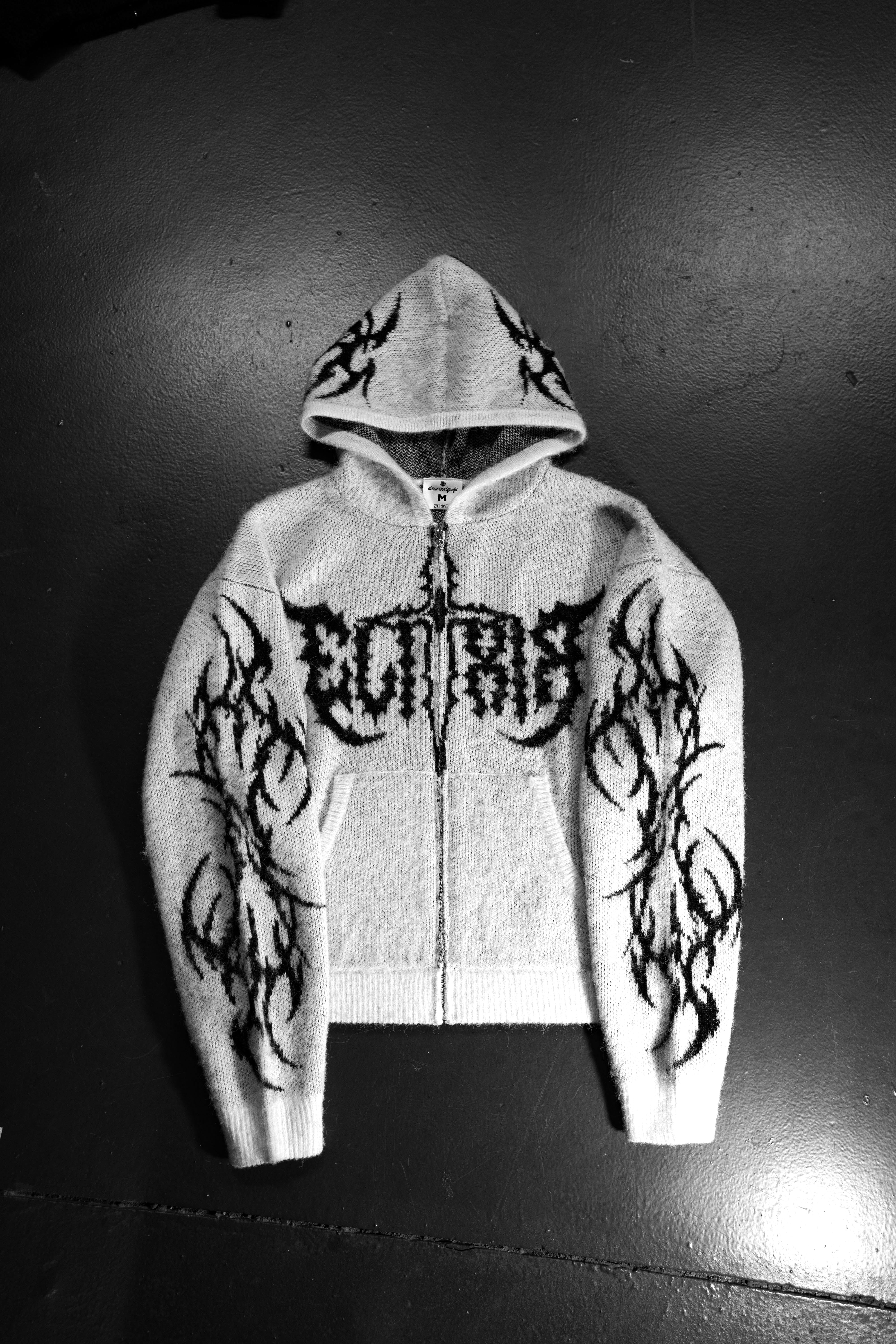 Elixir White Cross Mohair Zip-Up
