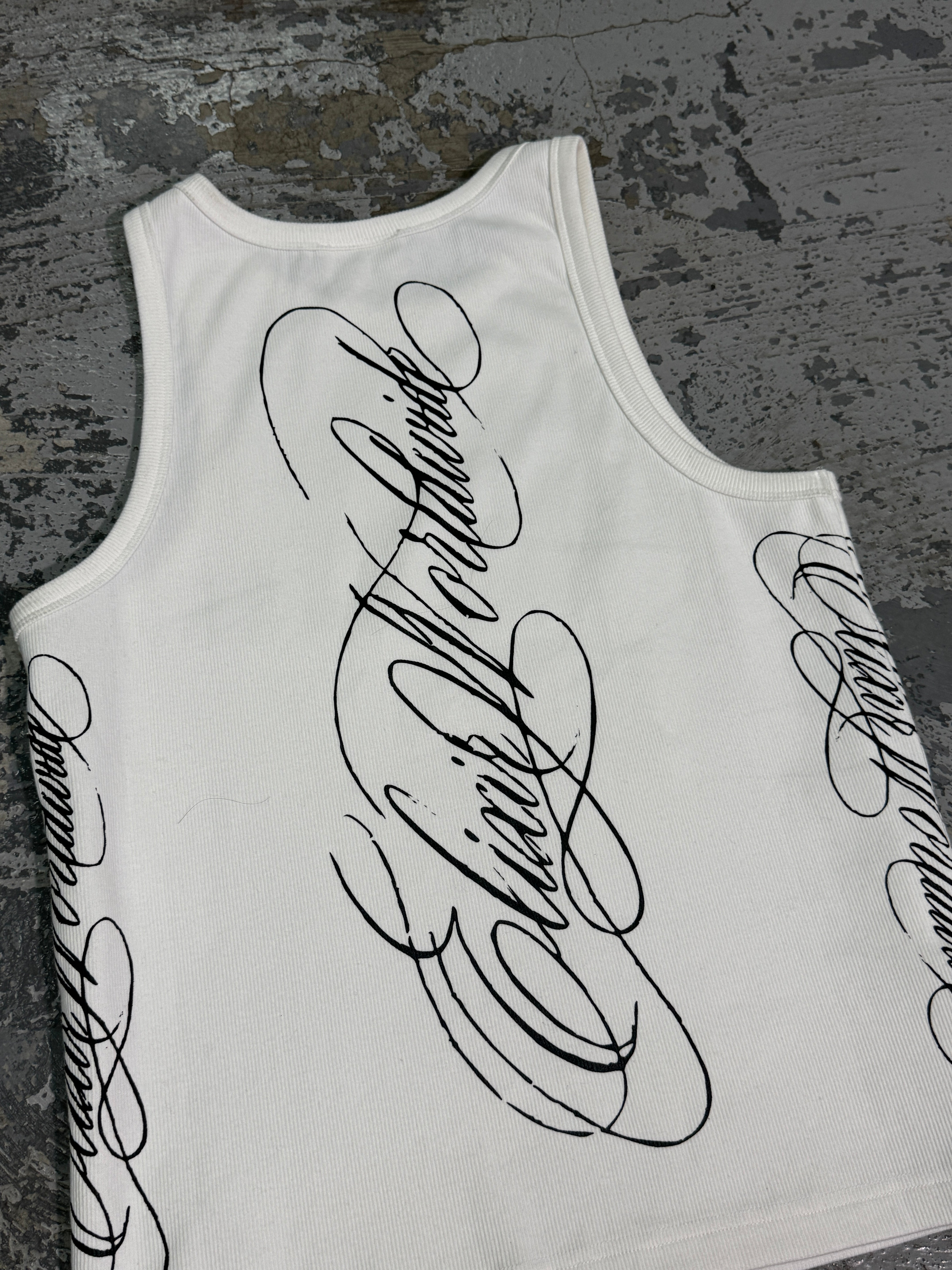 Elixir White Cursive Tank Top