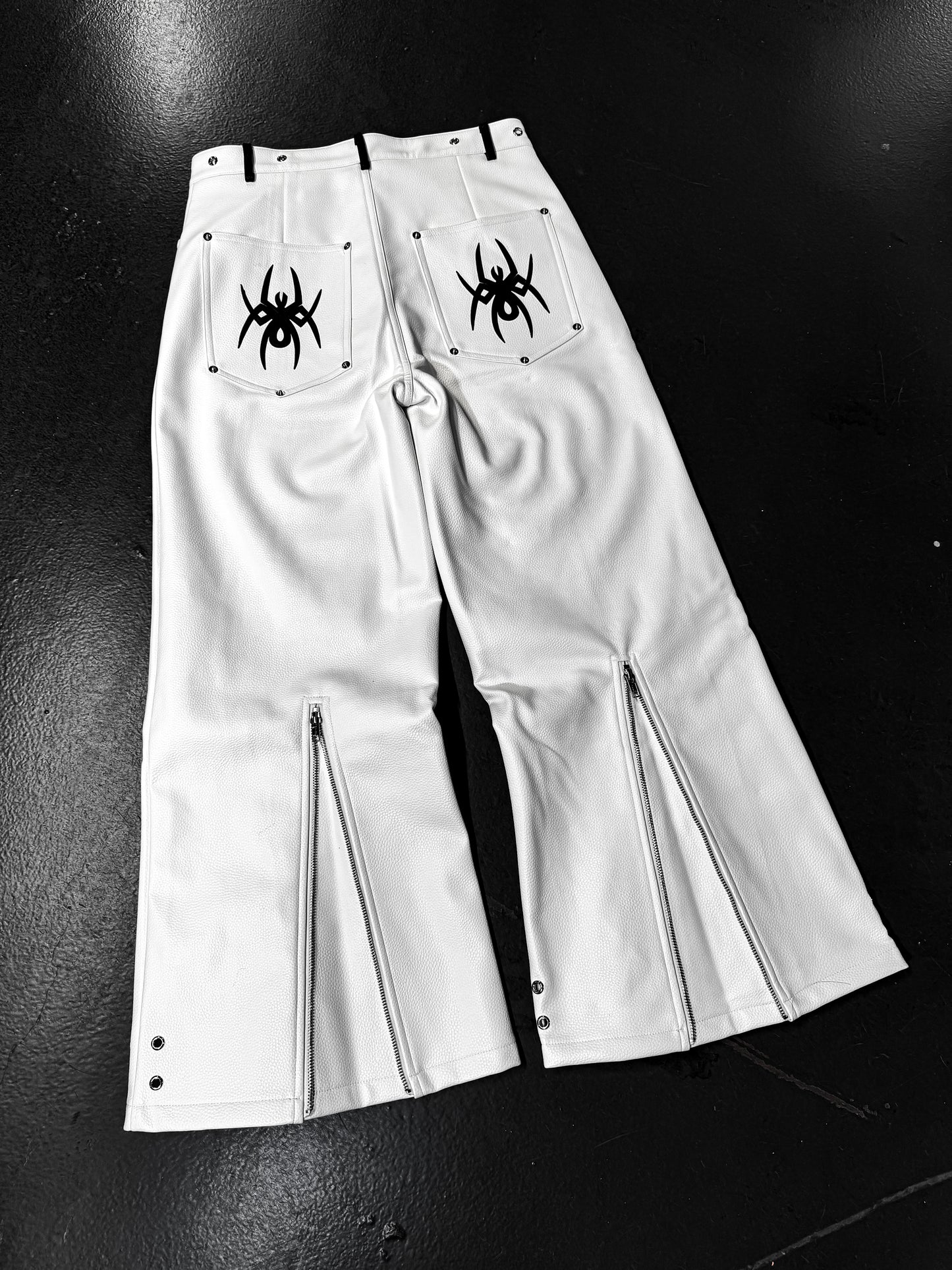 Elixir White Leather Tribal Pants