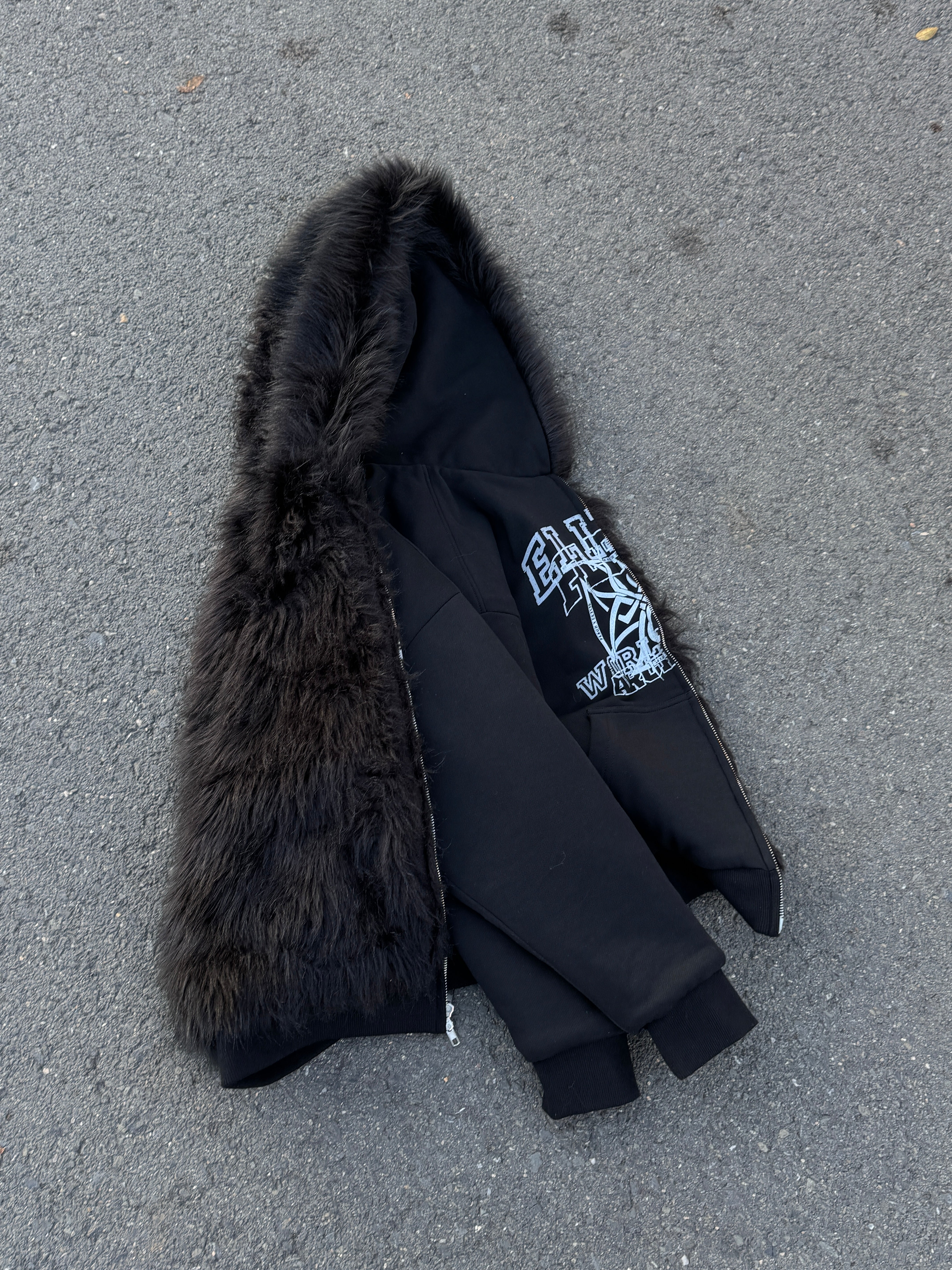Elixir X Floriach Black Reversible Fur Hoodie