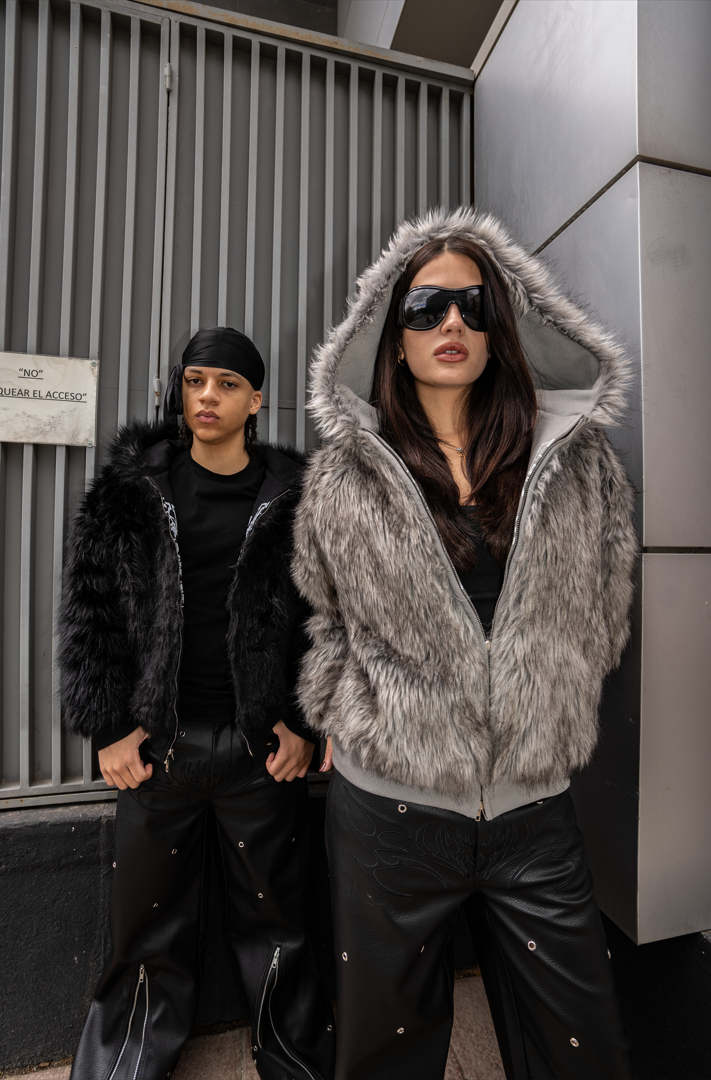 Elixir X Floriach Gray Reversible Fur Hoodie