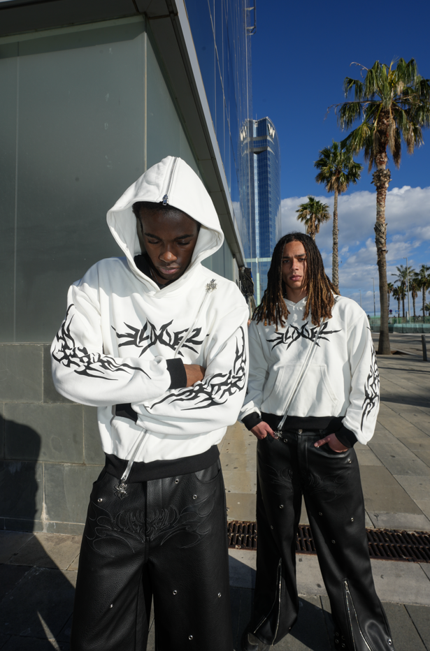 Elixir Diagonal Tribal White Zip-Up