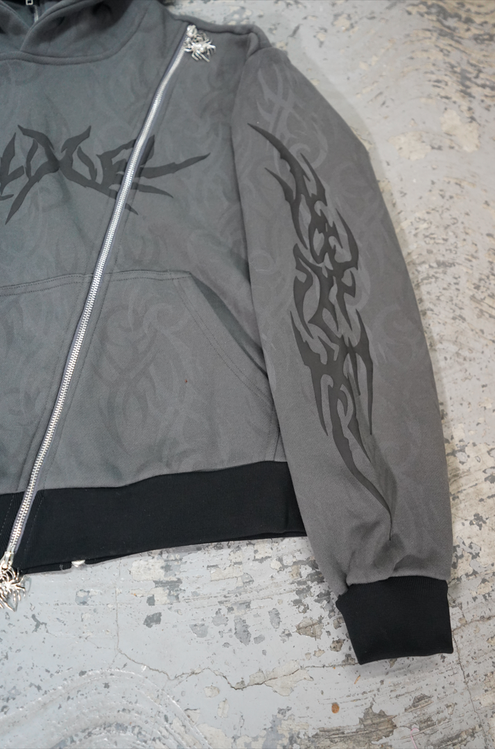 Elixir Diagonal Tribal Gray Zip-Up