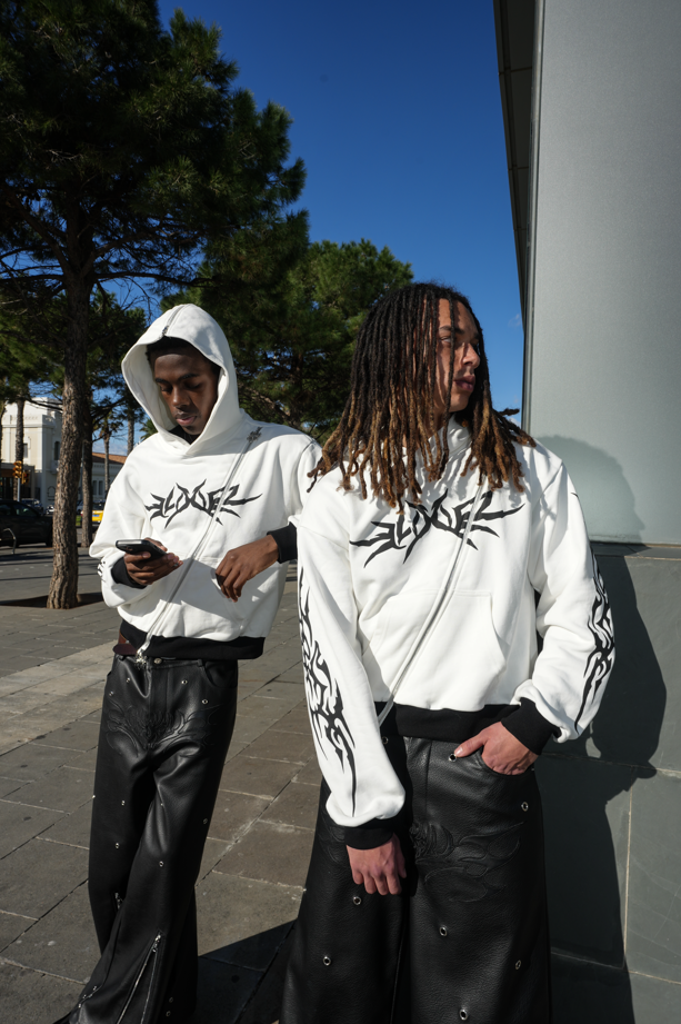 Elixir Diagonal Tribal White Zip-Up