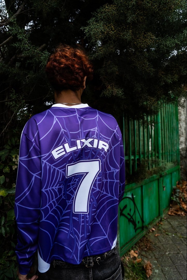 Elixir Spider Purple Football T-Shirt