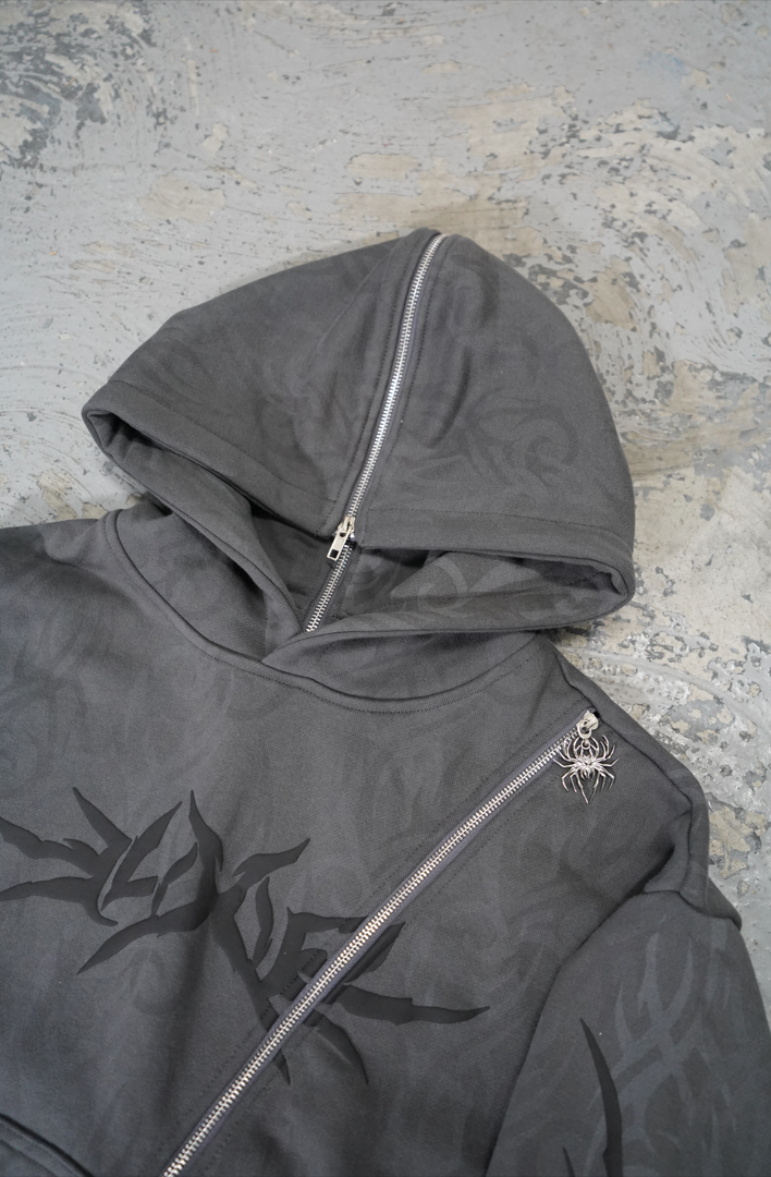 Elixir Diagonal Tribal Gray Zip-Up