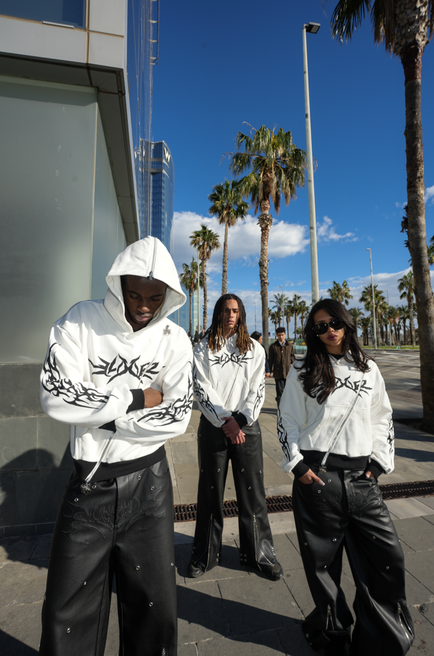 Elixir Diagonal Tribal White Zip-Up