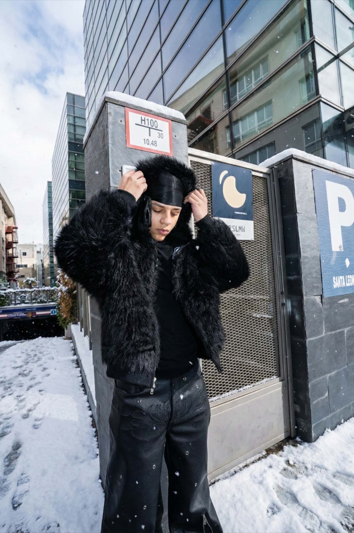 Elixir X Floriach Black Reversible Fur Hoodie