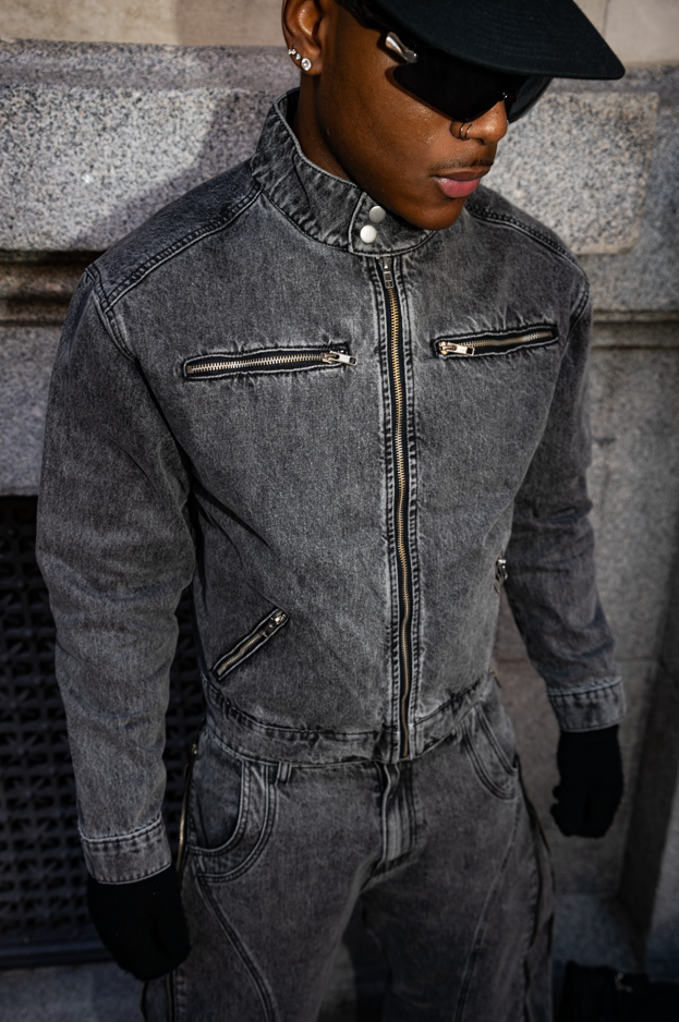 Elixir Gray Winter Denim Set Jacket