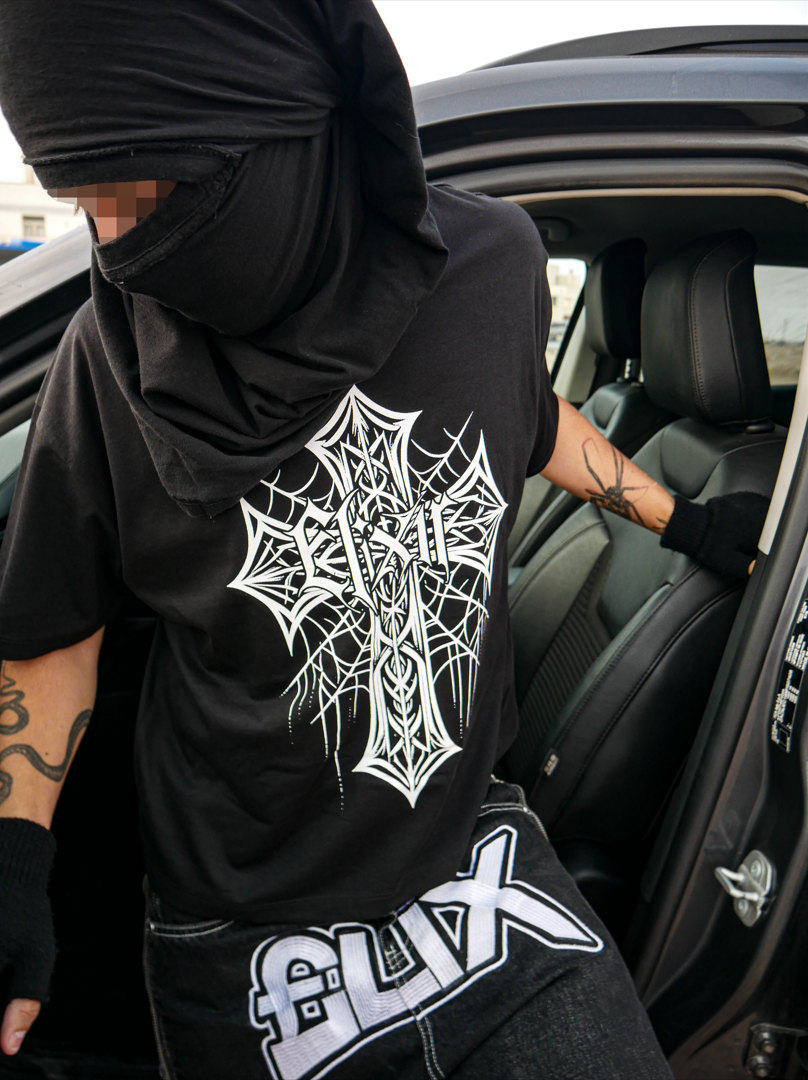 ELIXIR CROSS black BOXY T-SHIRT