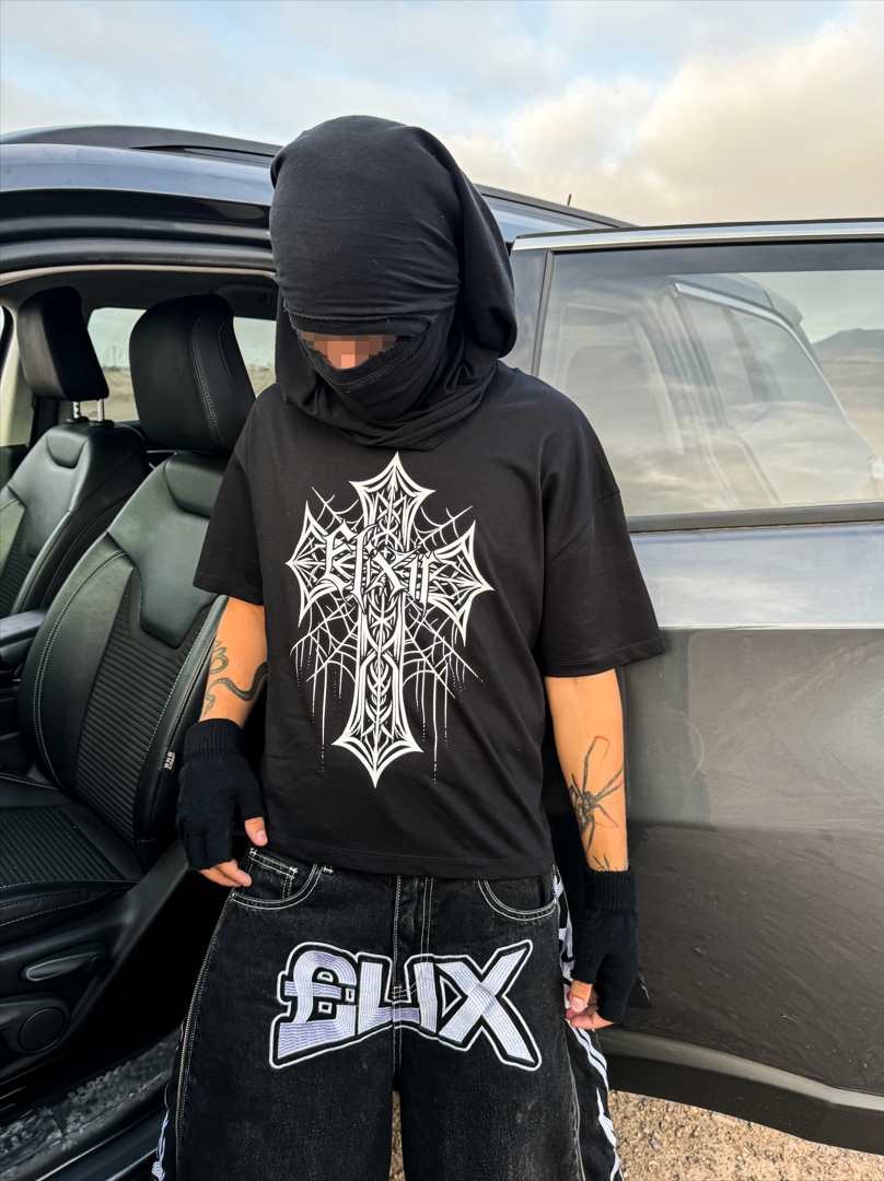 ELIXIR CROSS black BOXY T-SHIRT