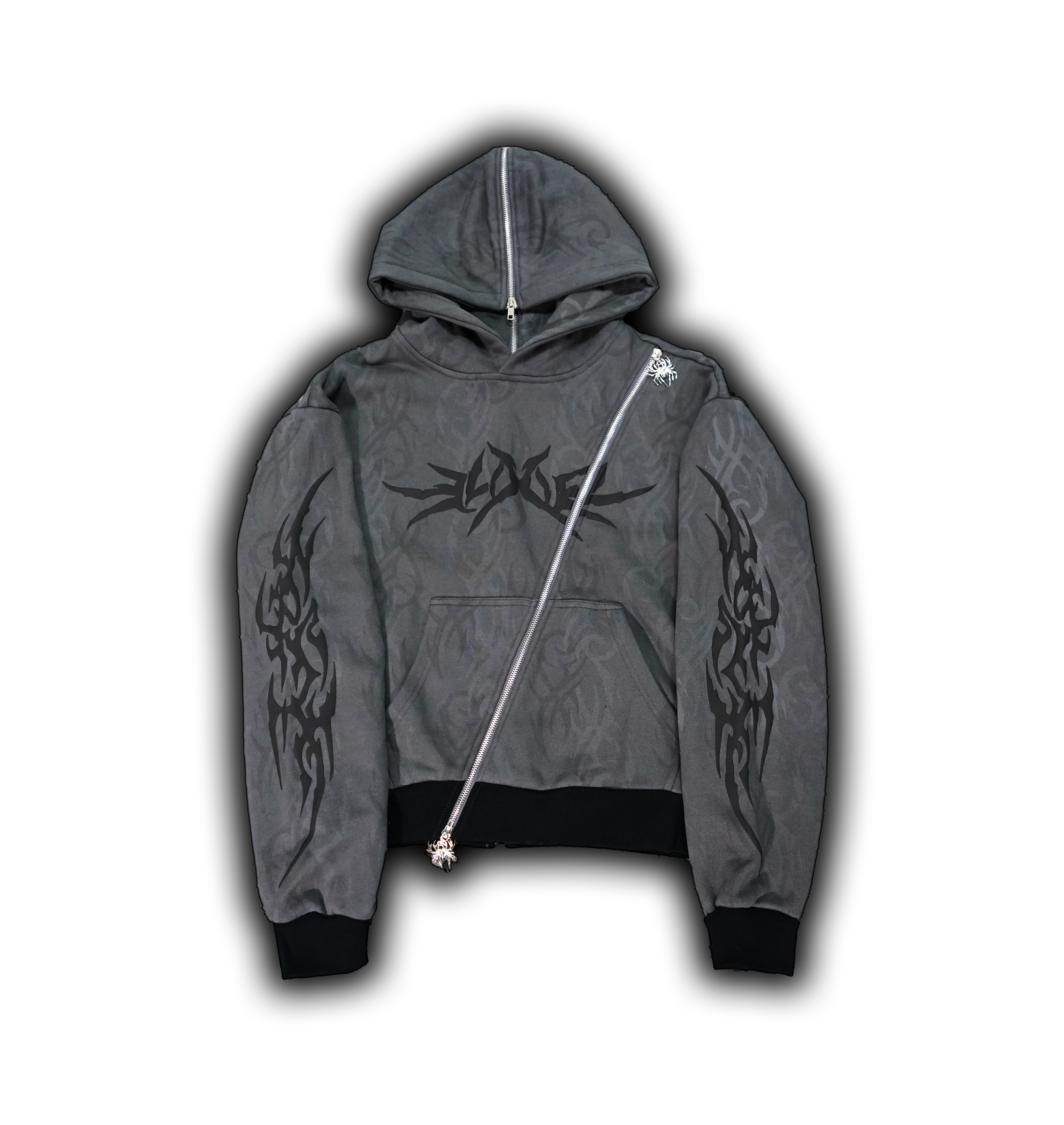 Elixir Diagonal Tribal Gray Zip-Up