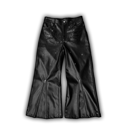 Elixir Black Leather Tribal Pants