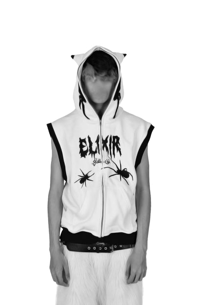 Elixir Spiders White Full Zip Sleeveless